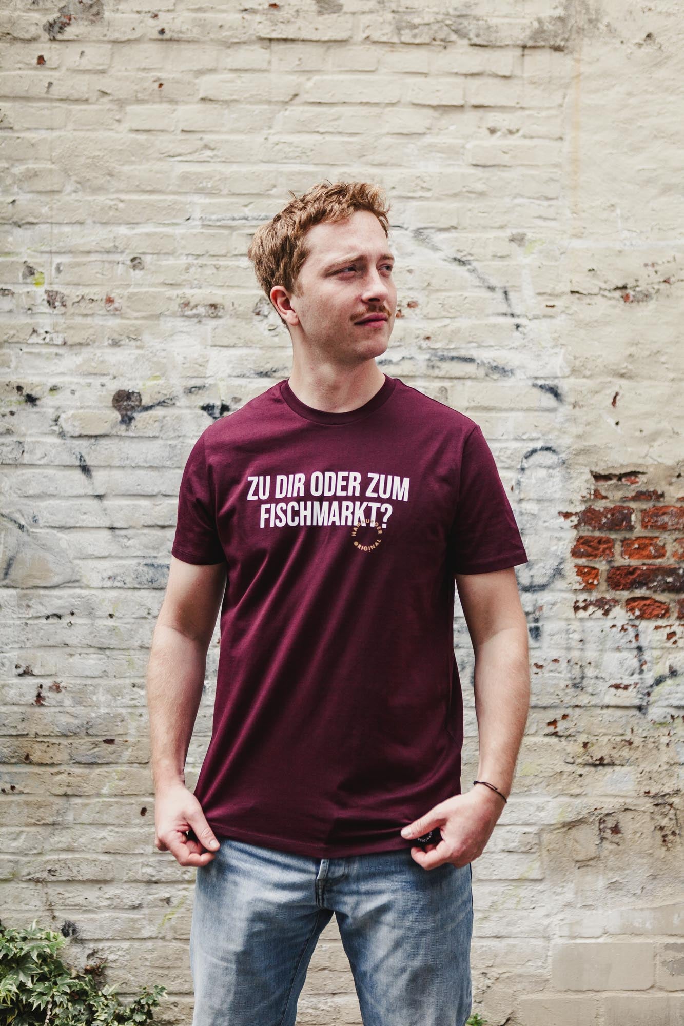 T-Shirt aus Bio-Baumwolle "Zu Dir oder zum Fischmarkt?"