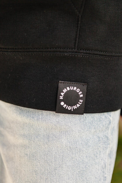 Hoodie aus Bio-Baumwolle "Sex, Drugs and Franzbrötchen"
