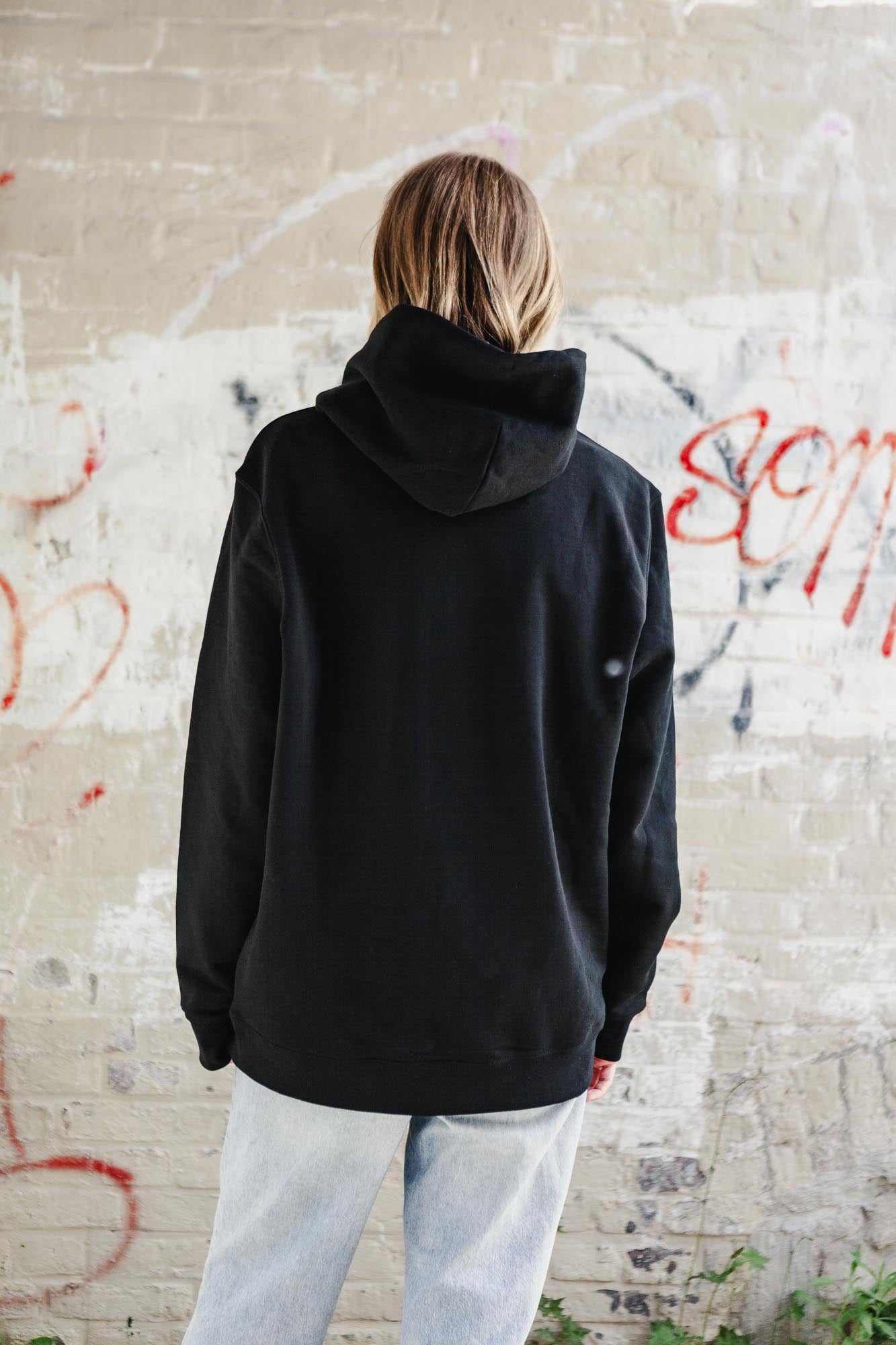 Hoodie aus Bio-Baumwolle "Sex, Drugs and Franzbrötchen"