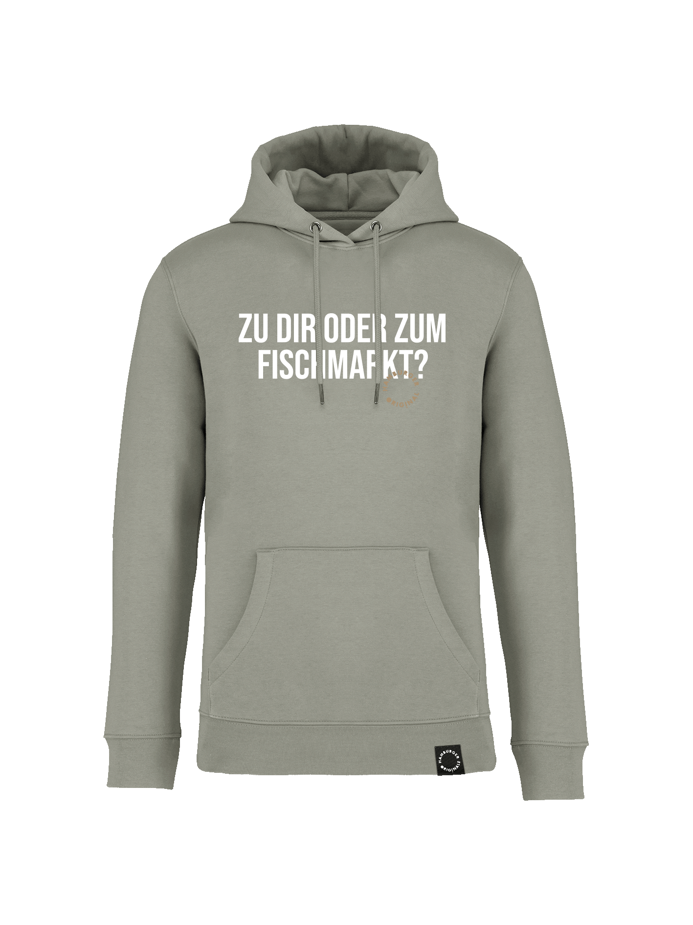 Hoodie aus Bio-Baumwolle "Zu Dir oder zum Fischmarkt?"