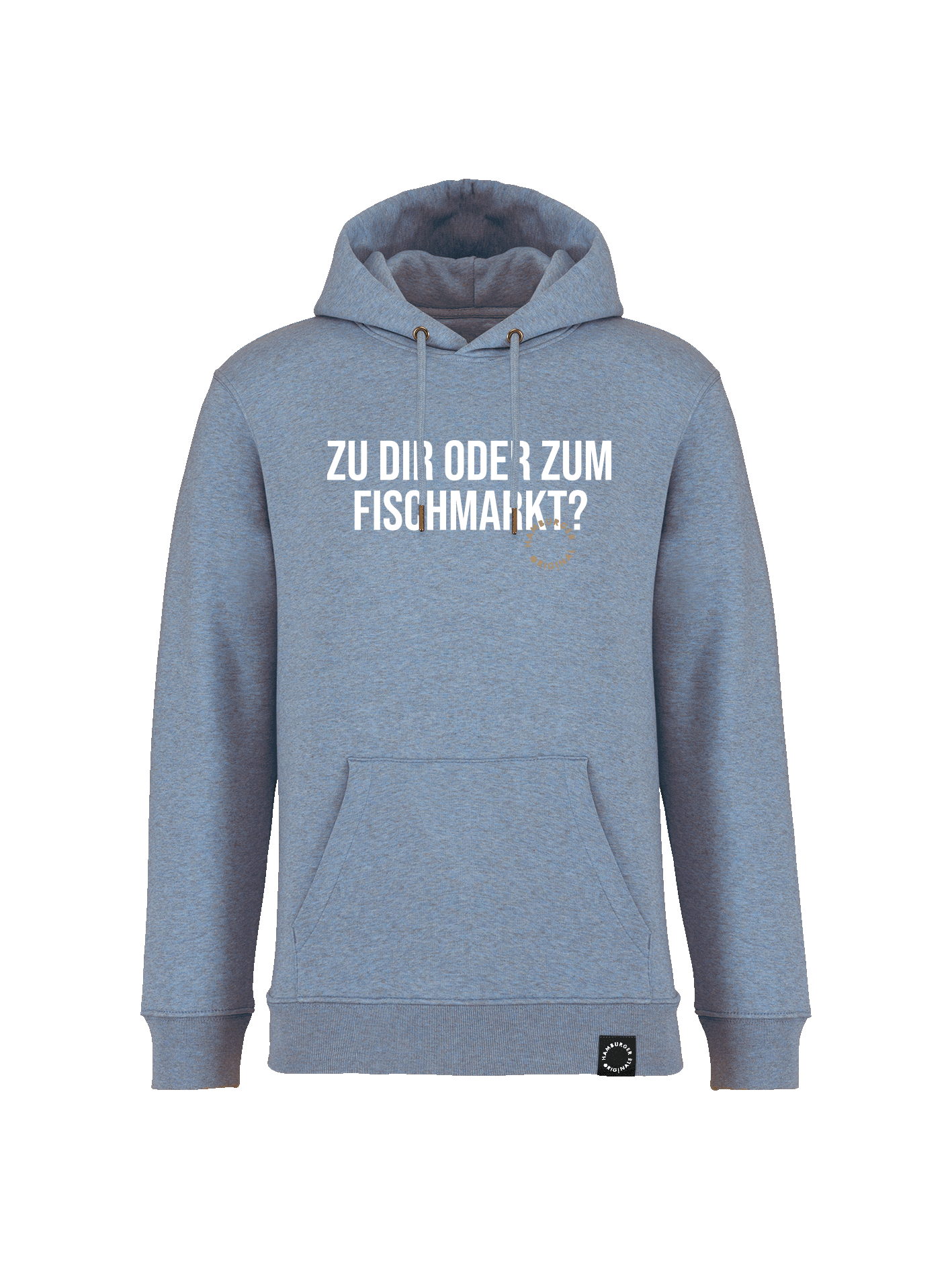 Hoodie aus Bio-Baumwolle "Zu Dir oder zum Fischmarkt?"