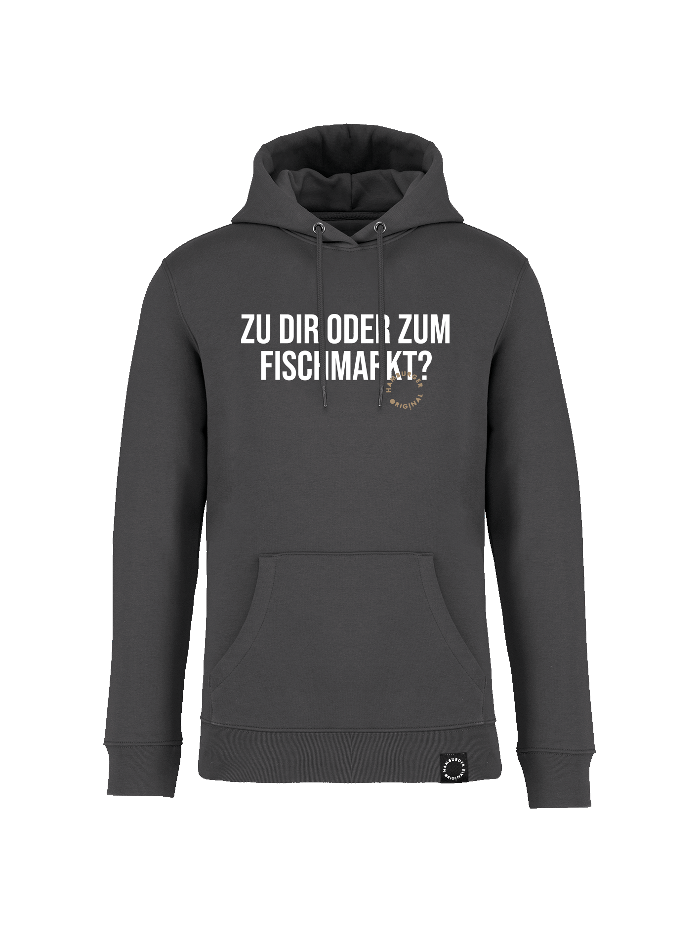 Hoodie aus Bio-Baumwolle "Zu Dir oder zum Fischmarkt?"