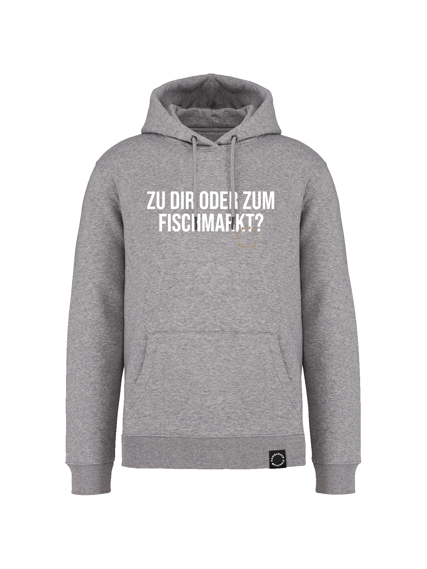 Hoodie aus Bio-Baumwolle "Zu Dir oder zum Fischmarkt?"