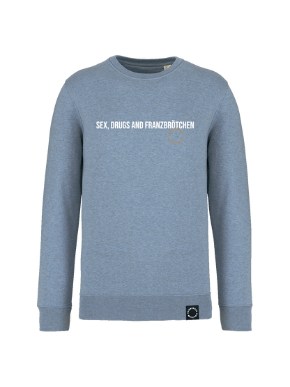 Sweatshirt aus Bio-Baumwolle "Sex, Drugs and Franzbrötchen"