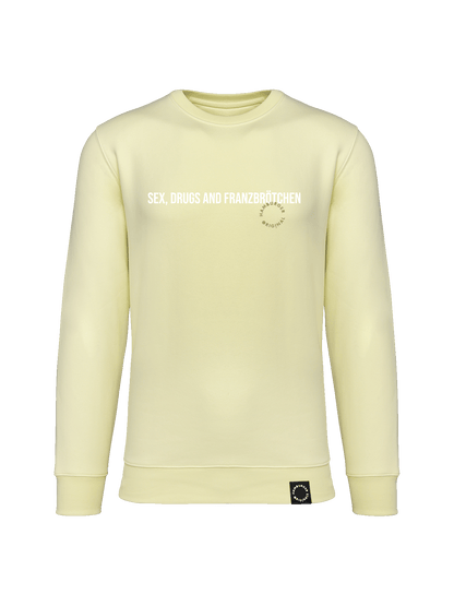 Sweatshirt aus Bio-Baumwolle "Sex, Drugs and Franzbrötchen"