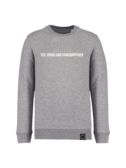 Sweatshirt aus Bio-Baumwolle "Sex, Drugs and Franzbrötchen"