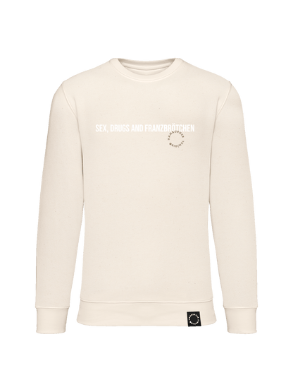 Sweatshirt aus Bio-Baumwolle "Sex, Drugs and Franzbrötchen"