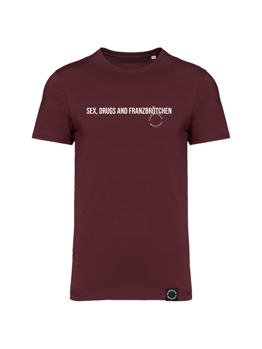 T-Shirt aus Bio-Baumwolle "Sex, Drugs and Franzbrötchen"